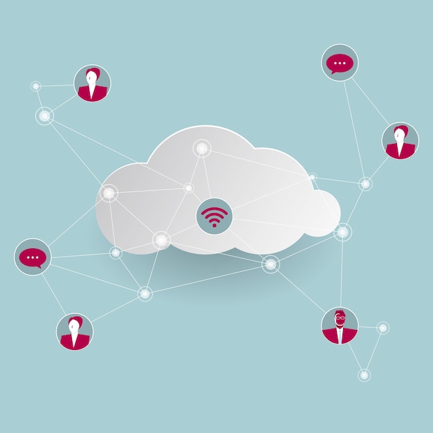 Cloud computing concept design. Isolated on blue background.