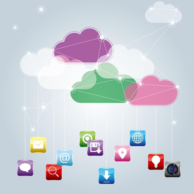 Cloud computing concept design. The background is gray.