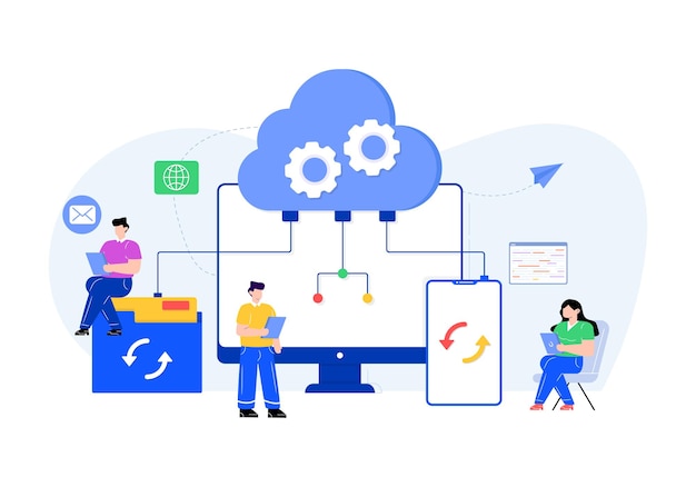 Cloud computing flat illustration trendy vector