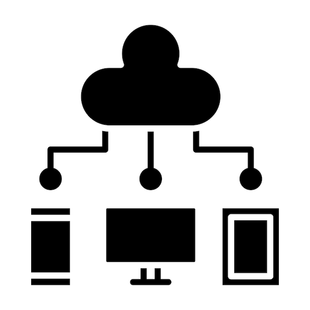 Cloud Computing Glyph Solid Black Illustration