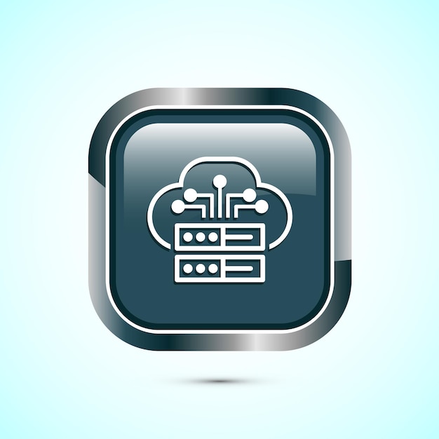 Cloud computing icon design illustration Data storage and tech icon Gray Color Square Button Design