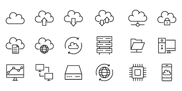 cloud computing icon set Internet server network icon set for web sites and user interface