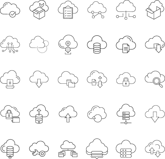 Cloud Computing Icons Storage Networking Security and Data