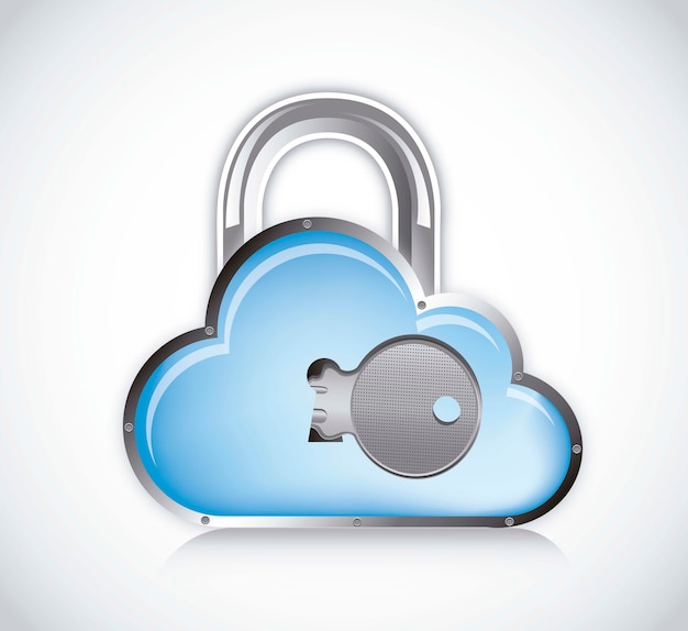 cloud computing security over gray background vector illustration