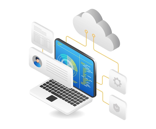 cloud computing technology concept isometric vector illustration on white background