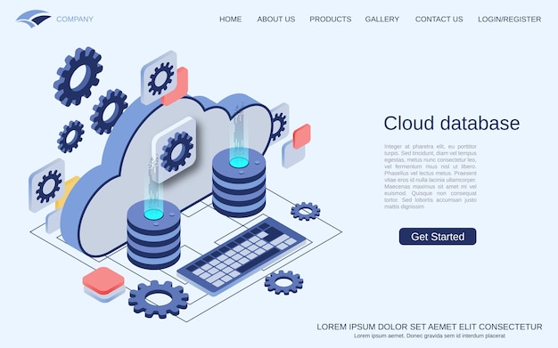 Cloud database modern 3d isometric vector concept illustration