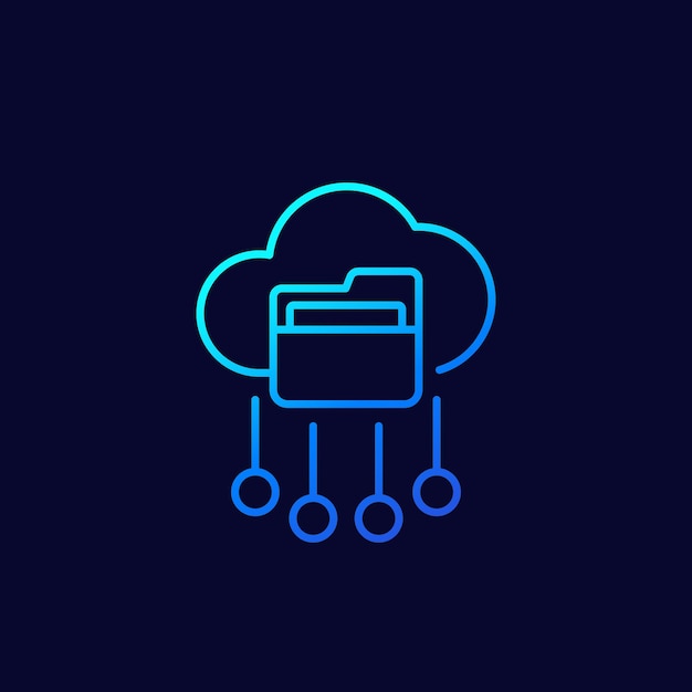 Cloud folder line icon vector