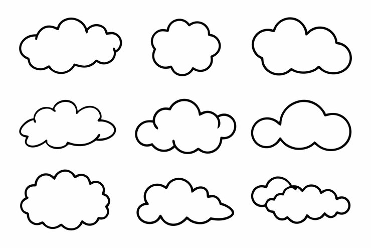 Vector cloud line art elegant atmospheric design