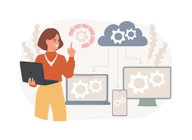 Cloud management isolated concept vector illustration