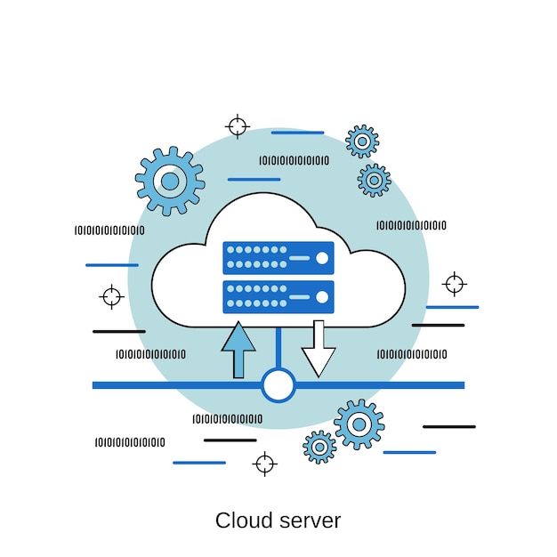 Cloud server flat design style vector concept illustration
