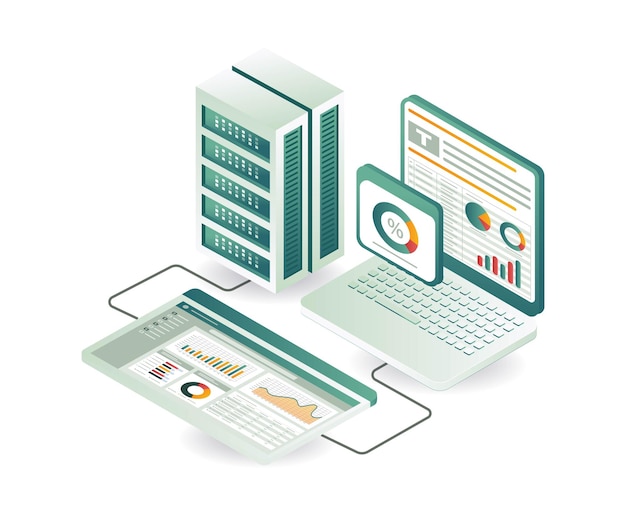 Cloud server management technology business concept illustration