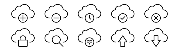 cloud service icon set illustration