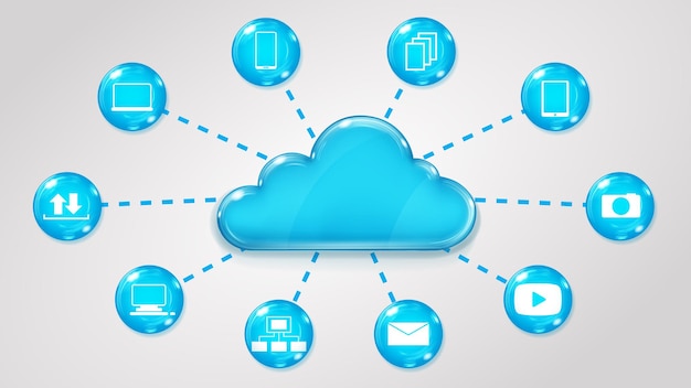 Cloud services concept on gray background
