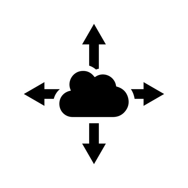 Cloud sharing traffic icon Black vector graphics