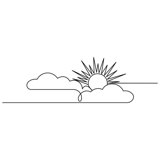 Cloud single line art continuous one line drawing of Isolated outline vector icon