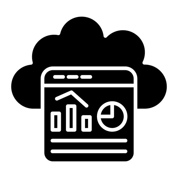 Cloud Stats Glyph Solid Black Illustration