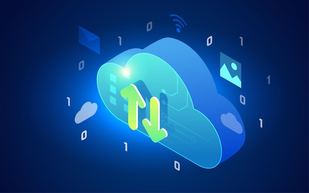 cloud storage service computer network security vector illustration