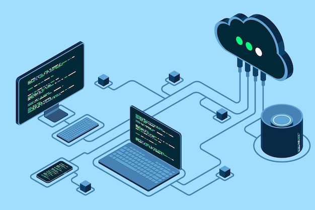 cloud technology computing concept modern cloud technology data center isometric concept isometric cloud technology with data center web hosting concept isometric technology