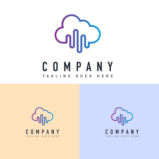 cloud technology logo design vector template cloud logo template network and cloud vector logo