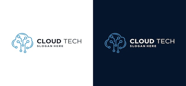 Cloud Technology logo, Technology logo cloud data logo illustration cloud for digital web service