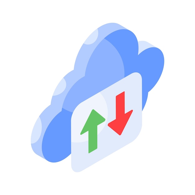Cloud transfer isometric vector design isolated on white background