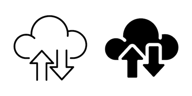 Cloud upload and download icon Silhouette and line style