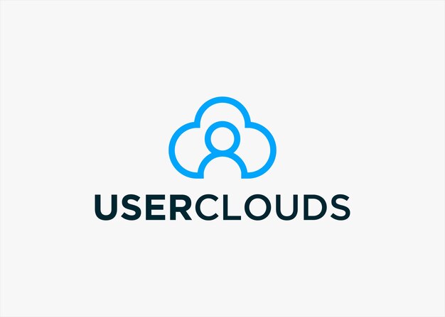 Cloud with people logo design vector silhouette illustration
