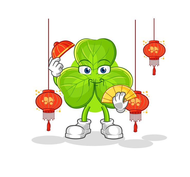 Vector clover chinese with lanterns illustration character vector