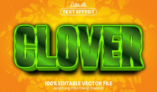 Clover text, font style editable text effect