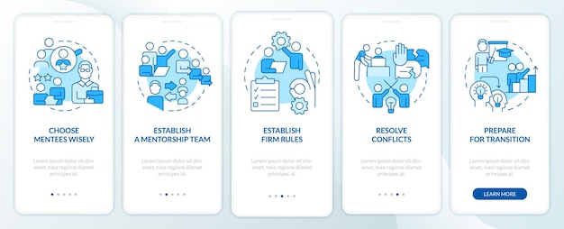 Coaching tips blue onboarding mobile app screen