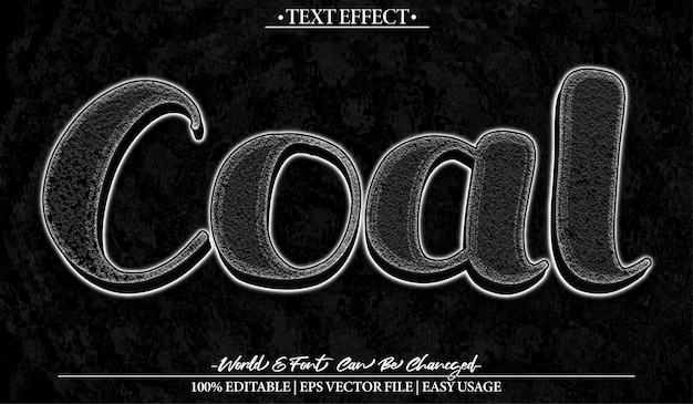 Coal Vector Text Effect Editable Alphabet Black Mine Stone Rock Fuel Carbon