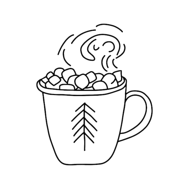 Cocoa with marshmallows in doodle style Vector