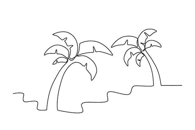 coconut trees make the beach beautiful beach oneline drawing