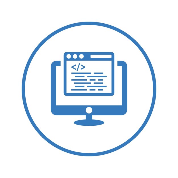 Code coding input programming icon Blue color design