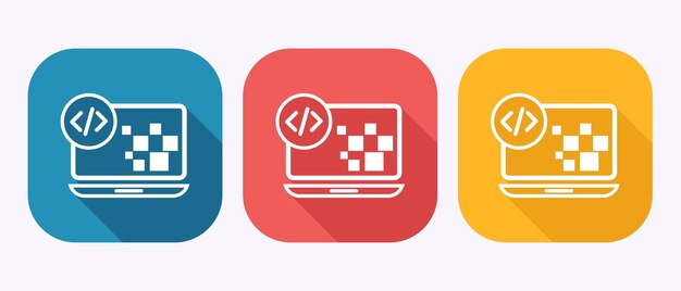Code Development Icon Vector Design With Laptop Computer Concept In Modern Style Application Design
