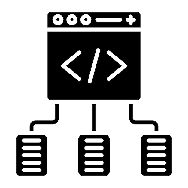 Code Framework Glyph Solid Black Illustration