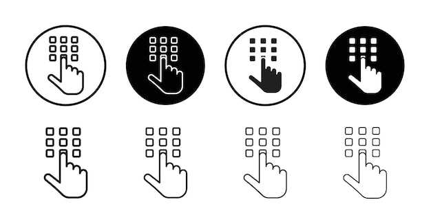 code lock icon thin line art collection