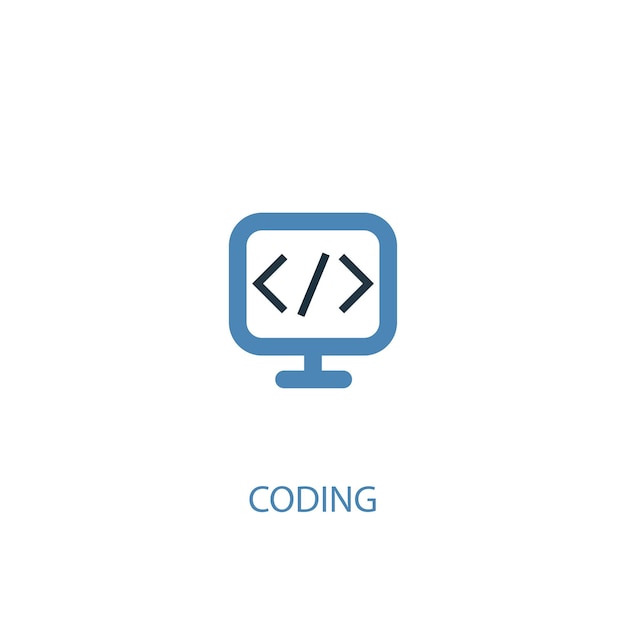 Coding concept 2 colored icon. Simple blue element illustration. coding concept symbol design. Can be used for web and mobile UI/UX