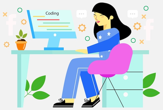 Coding Concept Illustration Stylish and Beautiful