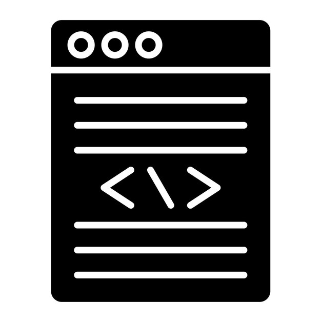 Coding Glyph Solid Black Illustration