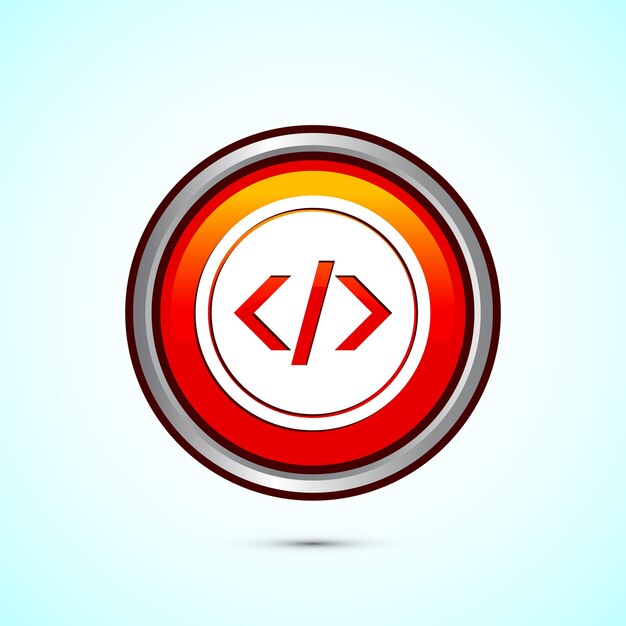 Coding icon design illustration Web development icon Orange color round button design