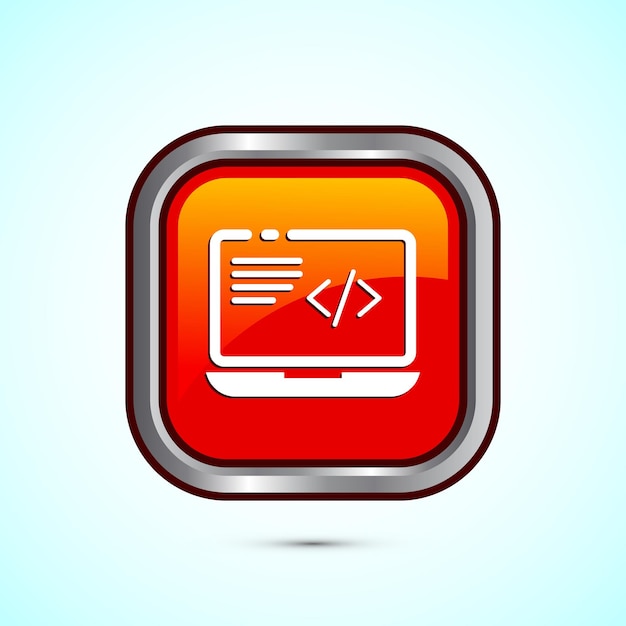 Coding icon design illustration Web development icon Orange color square button design