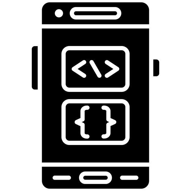 Coding Language Glyph Solid Black Illustration