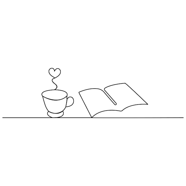Coffee cup continuous one line art drawing of outline vector icon