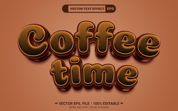 coffee time editable 3d vector text effect