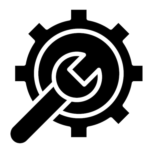 Cog and Wrench Line Illustration