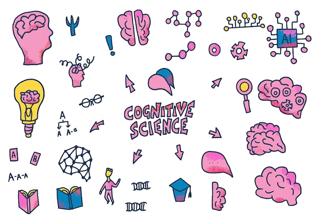 Cognitive science concept Set of vector elements