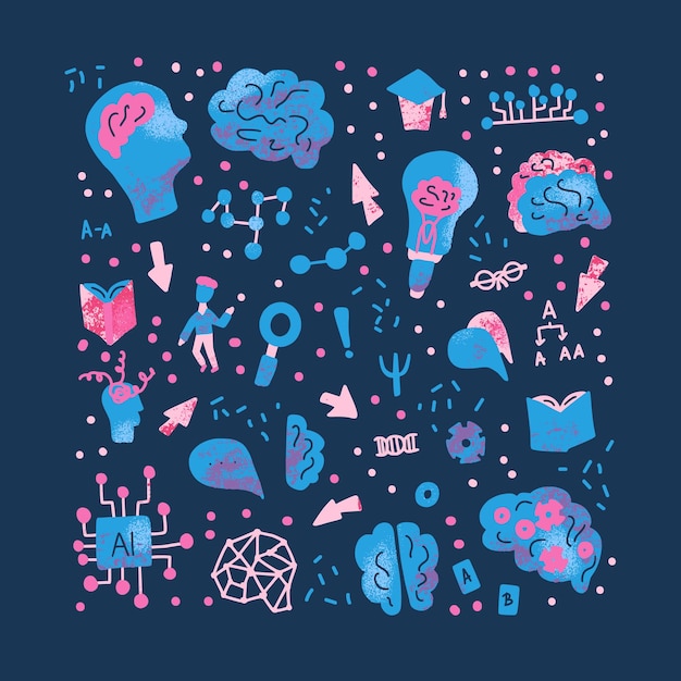 Cognitive science concept Set of vector elements