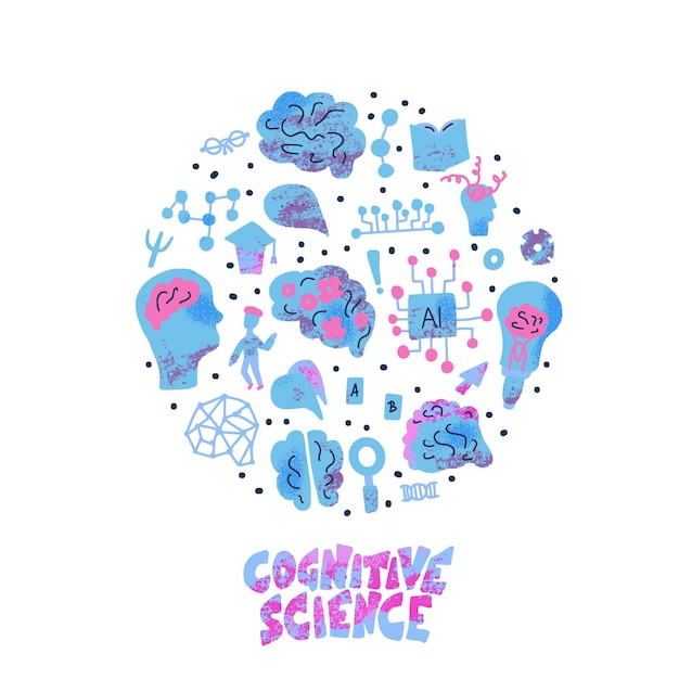 Cognitive science concept Set of vector elements