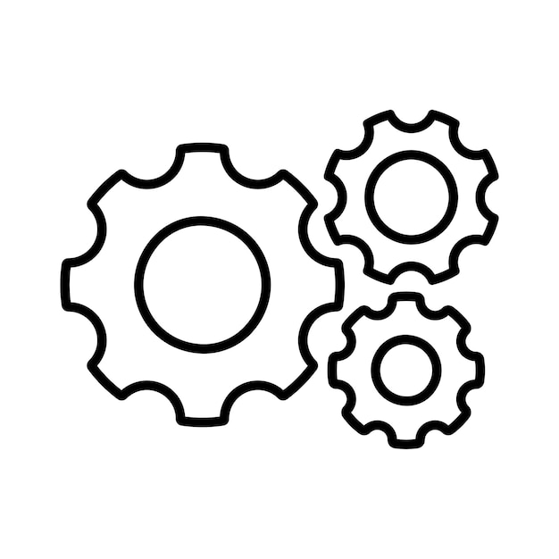 Cogwheel group line icon Three cogs mechanism